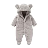 Neugeborenes Unisex Baby Winter Overall - Baby Fleece-Overall Bär Strampler Outfit Anzug Mit Bärenohr Kapuzen Warmer Niedlicher Bärohren Strampler Babyoverall Winter Kleinkind Mädchen Jungen