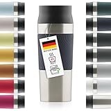 Blumtal Thermobecher 350 ml - Kaffeebecher to go aus Edelstahl - auslaufsicherer Isolierbecher kalt/heiß - Mug mit 360° Trinköffnung - Thermosbecher + Quick-Press-Verschluss - Coffee Mug - Dunkelblau