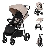 Novi Baby® Grande Go Buggy, buggy von Geburt bis 22 kg, Zusammenklappen mit einer Hand, Liegeposition, geräumige Sitz (Beige)