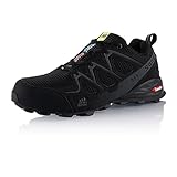 Fusskleidung® Damen Herren Wanderschuhe atmungsaktive Trail Running Trekkingschuhe Schwarz Grau EU 42