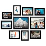Americanflat 10-teiliges Collage-Bilderrahmen Set Schwarz für Wand & Tisch - Zwei 20x25, Vier 13x18 & Vier 10x15 Rahmen - Rahmenset mit Bruchsicherem Glas, Aufhängevorrichtungen & Aufstellern