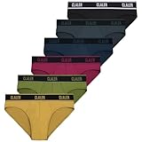CLALER Slip Herren Bambus Unterhosen Männer Atmungsaktive Unterwäsche mit Stretch Antibakteriell Sport Herren-Slips 6er Pack (Schwarz+Dunkelgrau+Dunkelblau+Dunkelrot+Militärgrün+Ingwergelb,M)