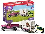 schleich 42346 HORSE CLUB Pick-up mit Anhänger für Pferde, 38 Teile Spielset mit schleich Pferde Figur, 2x menschliche Figur & Zubehör, Spielzeug für Kinder ab 5 Jahren