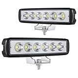 Fxlpower 2 Stück 18W LED Arbeitsscheinwerfer 12V 24V Zusatzscheinwerfer, IP65 Rückfahrscheinwerfer LED für Auto, Traktor, Kfz, Lkw, Anhänger, Wohnmobil, Baustellen, Bagger, Agrar, Offroad