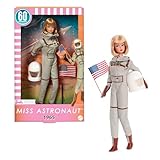Barbie Miss Astronaut-Sammelpuppe mit silberfarbenem Anzug, Raumstiefeln und Helm-Zubehörteil, Vintage-Reproduktion des Originals von 1965, JBJ48