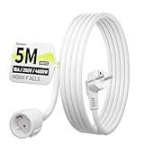 Vickwire Qualitätskunststoff-Verlängerungskabel, 5 m Verlängerungskabel mit Schutzkontaktstecker Schuko, weißes Verlängerungskabel für den Innenbereich, 16 A/250 V, H05VV-F 3G1,5 mm², IP44