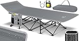 KESSER® Campingbett Feldbett Klappbar Klappbett Campingliege inkl. Tragetasche, Campinglicht + Seitentasche Stabiles Feldbett 250kg Belastbar Metallrohr 600D Oxfordgewebe Tragbar Liege (Grau, 190 cm)