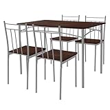 ML-Design Esstisch mit 4 Stühlen, Eiche dunkel, Essgruppe Set 5tlg für 4 Personen, Holz, Esszimmerstühle mit Metallbeinen, Küchentisch Set, Esszimmergarnitur, Sitzgruppe für Esszimmer Wohnzimmer Küche
