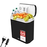TZS First Austria - Kühlbox 24L elektrisch 12V 230V Anschluss für Auto & Steckdose - Thermoelektrische Cool Box kühlt & wärmt - Mini Kühlschrank mit Griff - Für Camping, Festivals, Reisen - Schwarz