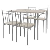 ML-Design Esstisch mit 4 Stühlen, Eiche hell, Essgruppe Set 5-TLG für 4 Personen, Holz, Esszimmerstühle mit Metallbeinen, Küchentisch Set, Esszimmergarnitur, Sitzgruppe für Esszimmer Wohnzimmer Küche