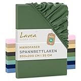 Lavea® Spannbettlaken Mikrofaser – Oeko-Tex Zertifiziert, kühlend & atmungsaktiv, schnelltrocknend, weich, pflegeleicht, Olivgrün, 200x200 cm