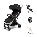 Maxi-Cosi Eva3 Kinderwagen, 0–4 Jahre, 0–22 kg, Baby Kinderwagen, Leicht und kompakt, Flache Liegeposition, 3 Liegepositionen, Automatisch mit 1 Hand klappbar, Tragegurt, Essential Black Champagne