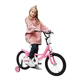 Kinderfahrrad 16 Zoll Mädchen & Jungen Fahrrad Kinder ab 3-6 Jahre Unisex Freestyle Kinderfahrräder, Höhenverstellbar Kinder Fahrrad mit Abnehmbare Stützräder, Rücktrittbremse & Kettenabdeckung (Rosa)