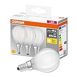 Osram LED Base Classic P Lampe, in Tropfenform mit E14-Sockel, nicht dimmbar, Ersetzt 40 Watt, Matt, Warmweiß - 2700 Kelvin, 3er-Pack