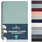 BARBONS Spannbettlaken 140x200cm - Spannbetttuch für Dicke Matratzen bis zu 27 cm 100% Baumwolle Oeko-TEX Zertifiziert Bettlaken Jersey Bettware Bettbezug für Boxspringbett - Grün 140 x 200