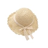 Damen Weitkrempiger Strohhut UPF 50+ Sonnenschutz Faltbarer Reise Strand Sonnenhut Für Sommer Faltenbarer Eimerhut 22-22.8 inch