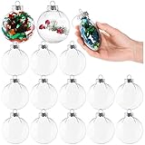 Kingrol 15 Stück Weihnachtskugeln 8cm Befüllbare Christbaumkugeln Baumschmuck Weihnachten Deko Christbaumschmuck Kunststoffkugel von Hochzeit Party