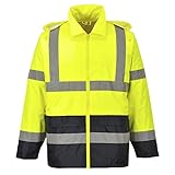 Portwest Klassische Kontrast Warnschutz-Regenjacke, Größe: XXL, Farbe: Gelb/Schwarz, H443YBRXXL