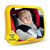 ROYAL RASCALS Baby Autospiegel | Rückspiegel für rückwärts gerichtete Kindersitze | GELB | Passt in jede verstellbare Kopfstütze | Dreh- und Kippunktion | splitterfrei | PREMIUM SICHERHEITSPRODUKT