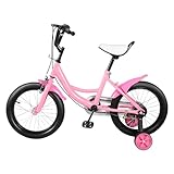 Cutycaty 16 Zoll Kinderfahrrad Jungen Mädchen Fahrrad Kinder Fahrrad mit Hilfsrad ab 5-8 Jahre Fahrrad Kinder Fahrrad Rosa