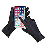 MGGM collection Damen Lederhandschuhe Kaschmir gefüttert,Schwarz,M