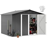 DWVO Großes Metall Gerätehaus 3x2,4 m, Stabiler Werkzeugschuppen für Garten, Terrasse & Hof, Ideal für Fahrräder, Gartengeräte & Rasenmäher, Wetterfest & Abschließbar,Dunkelgrau