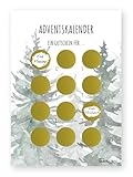 GLEDESTUND Gutschein Rubbel Adventskalender zum personalisieren | 'Ein Gutschein für...' Kalender | DIN A4 beidseitig bedruckt inkl. 24 Rubbel-Sticker zum selbst aufkleben (Tannenbaum)