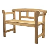 Spetebo 2-Sitzer Holz Gartenbank mit Armlehnen Belastbarkeit 180 kg - 118 x 78 cm - Holz Sitzbank für 2 Personen - Massivholz Friesenbank Parkbank Holzbank Möbel für Balkon Terrasse Garten