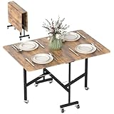 HOMCOM Esstisch Klappbar Küchentisch für 4-6 Personen mit Rollen, Bremsen, Mobiler Klapptisch Esszimmertisch für Kleine Räume, Esszimmer, Küche 120 x 80 x 73 cm, Rustikal-Braun