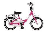 Bachtenkirch BAXI 14 Zoll Kinderfahrrad für Kinder ab ca. 2,5 Jahren - Höhenverstellbares Kinderrad mit Rücktrittbremse, Gebpäckträger und Schutzblechen (Pink)