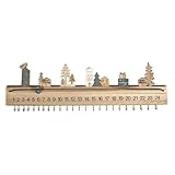 Rayher 46556000 Adventskalender Holz, Holzleiste, 40 x 3,5 x 12 cm, 2 montierte Wandaufhänger, 24 goldene Haken zum Aufhängen von Päckchen