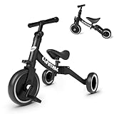 besrey 5 in 1 Laufräder Laufrad Kinderdreirad Dreirad Lauffahrrad für Kinder ab 1 Jahre bis 4 Jahren (Schwarz)