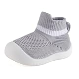 MK MATT KEELY Baby Sockenschuhe Mädchen Jungen Lauflernschuhe 6-36 Monate Kleinkind Stricken Krabbelschuhe mit rutschfeste Gummisohle,Grau,12-18 Monate