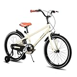 STITCH 18 Zoll Kinderfahrrad für 5-8 Jahre Mädchen & Jungen, 18 Zoll Kinderfahrrad mit Stützrädern, Beige