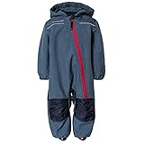 Outburst - Baby Kinder Softshell-Overall Schneeanzug gefüttert wasserdicht 10.000 mm Wassersäule atmungsaktiv Winddicht, blau Mel. - 3714254, Größe 80