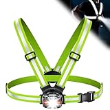 ISEYOU Lauflicht Brustlampe, Lauflampe Joggen – Alternative zur Stirnlampe, 500 Lumen, 45° neigbar, 2 Lichtfarben, USB-C wiederaufladbar, IPX4, Doppelgurt mit 360° Reflex-Details für Camping Radfahren