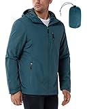 33,000ft Regenjacke Herren Wasserdicht Outdoorjacke Leichte Freizeitjacke Packbare Windjacke Fahrrad Regenmantel mit Kapuze China Blau XL