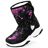 Harvest Land Schneestiefel Mädchen Warm Gefütterte Winterstiefel Outdoor rutschfeste Winterschuhe Stiefel für Kinder Snowboots Schwarz 30