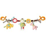 Fehn Kinderwagenkette Spielzeug Safari – Baby Mobile Kette mit niedlichen Figuren zum Aufhängen an Kinderwagen, Babyschale oder Kinderbett – Kinderwagen Zubehör für Babys und Kinder ab 0+ Monaten