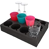 cartrend Caravan Glas- und Tassenhalter, Schützt vor Bruchgefahr und Klappern, 13 Halter, Camping, Campingzubehör, Wohnwagen, Wohnmobil, Wohnwagenzubehör, schwarz