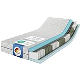 MSS e.K. MedicSpring 2-in-1 Taschenfederkern 90x200 | 2 Härtegrade in Einer Matratze H2 / H3 Federkernmatratze | Ergonomisch Designed und produziert in Deutschland 7 Zonen Oeko-TEX Zertifiziert