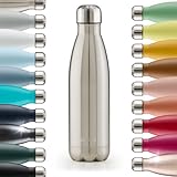 Blumtal Trinkflasche 1000 ml Edelstahl - auslaufsichere Isolierflasche - BPA-freie Trinkflasche kalt & warm - doppelwandige Insulated Bottle - rostbeständige Isolierflasche Stainless Steel - Silber
