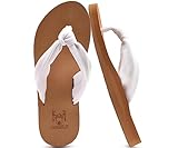 KuaiLu Flip Flops Damen Weich Stoff Zehentrenner Frauen Bade Sandalen Bequeme Füße Badelatschen Yoga Matte Fussbett Sommer Strand Zehensandalen Rutschfest Gummi Indoor Outdoor Weiß Khaki 39