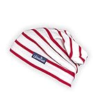 SCHIETWETTER Accessoire Erwachsenen Beanie, Mütze gestreift, Übergangsmütze, Jerseymütze, 100% Baumwolle maritim, dehnbares Material weiß-rot OS
