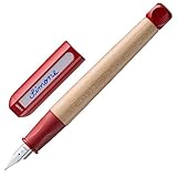 Lamy abc red Füller - kindergerechter Schreiblernfüller mit ergonomischem Griff & polierter Linkshänder-Stahlfeder (LH) in Strichbreite M - robustes Ahorngehäuse - inkl. Tintenpatrone T 10 blau