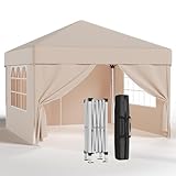 JUMMICO pavillon 3x3 Wasserdicht Stabil mit Seitenwänden Faltpavillon Partyzelt Gartenzelt mit UV Schutz 50+, Faltzelt für Garten, Beige