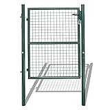 Jopassy Gartentor Gartentür, 125x100cm Grün Zauntor inkl. Schloss, Türklinke, und 3 Schlüsseln, Robust und langlebig, Hoftür Gartenpforte Gartenzaun