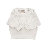 Strick Pullover aus 100% Baumwolle, Babypulli für Baby Mädchen und Baby Jungen inkl. hochwetigen Stoffbeutel ideal als Geburtsgeschenk 0-3 M Milk