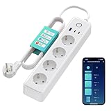 Smart WiFi Steckdosenleiste, Mehrfachsteckdosen mit Überspannungsschutz, 4 AC-Ausgänge, 1 USB und 2 TypeC Anschlüsse, Unterstützen Alexa, Google Home Sprachsteuerung und Smart Life App-Fernbedienung