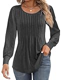 Zeagoo Long Bluse Damen Lang Basic Casual Shirtbluse Festliche Tunika Herbst Langarm Shirt Schicke Oberteile